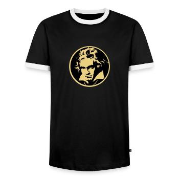 Roll over Beethoven (2-Farben) - Männer Kontrast-T-Shirt - Schwarz/Weiß - Vorne - AI Model Female 172 light (172cm) & AI Model Male 178 light (178cm)