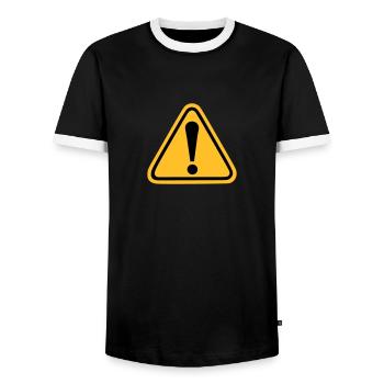 Exclamation point - Men's Ringer Shirt - black/white - Front - AI Model Female 172 light (172cm) & AI Model Male 178 light (178cm)