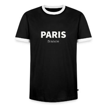 PARIS - Men's Ringer Shirt - black/white - Front - AI Model Female 172 light (172cm) & AI Model Male 178 light (178cm)