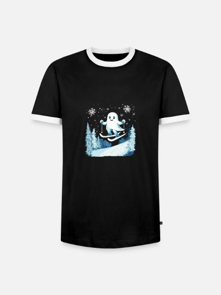 Geist Skifahrer Halloween - Männer Kontrast-T-Shirt - Schwarz/Weiß