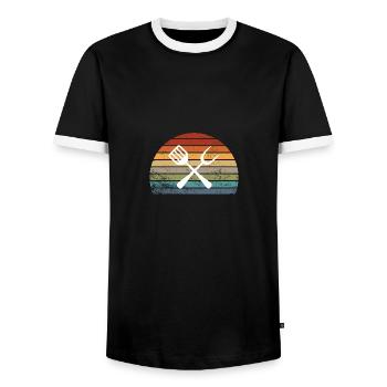 Grill BBQ Grill Master Chef Gift - Men's Ringer Shirt - black/white - Front - AI Model Female 172 light (172cm) & AI Model Male 178 light (178cm)