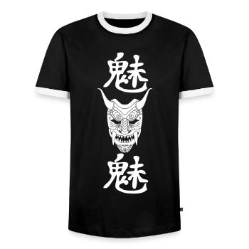 Manga white demon - Men's Ringer Shirt - black/white - Front - AI Model Female 172 light (172cm) & AI Model Male 178 light (178cm)