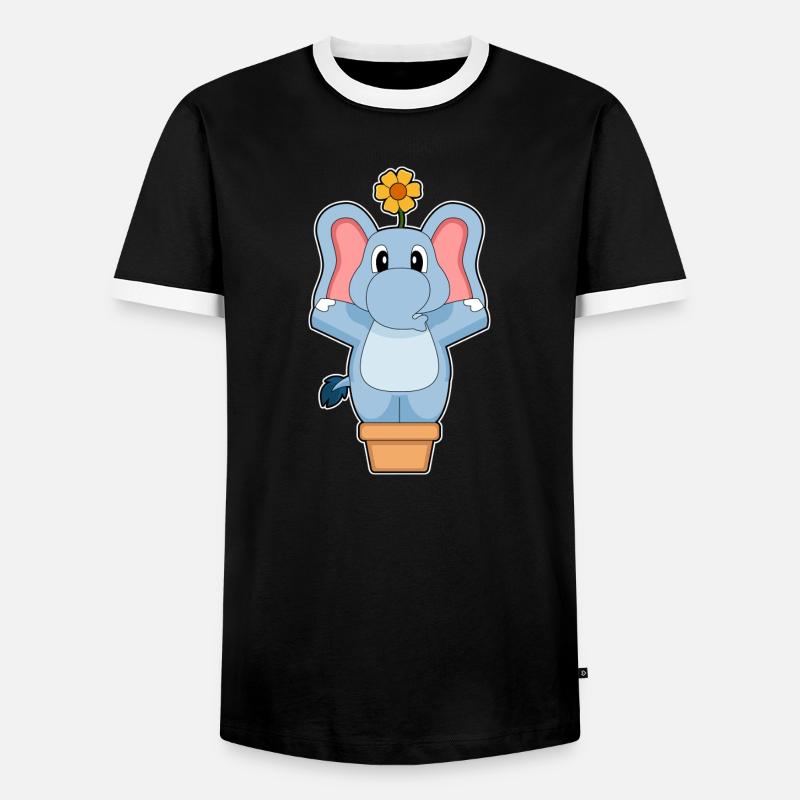 Elefant Blume - Männer Kontrast-T-Shirt - Schwarz/Weiß