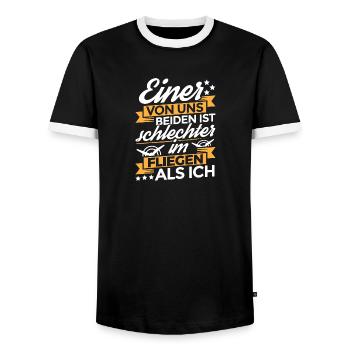 EINER VON UNS fliegen - Männer Kontrast-T-Shirt - Schwarz/Weiß - Vorne - AI Model Female 172 light (172cm) & AI Model Male 178 light (178cm)