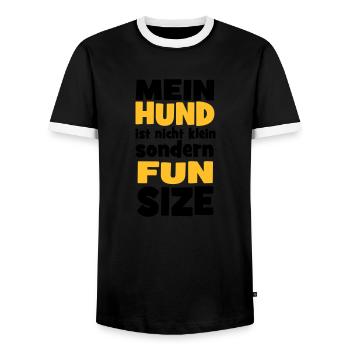 Hund - Männer Kontrast-T-Shirt - Schwarz/Weiß - Vorne - AI Model Female 172 light (172cm) & AI Model Male 178 light (178cm)