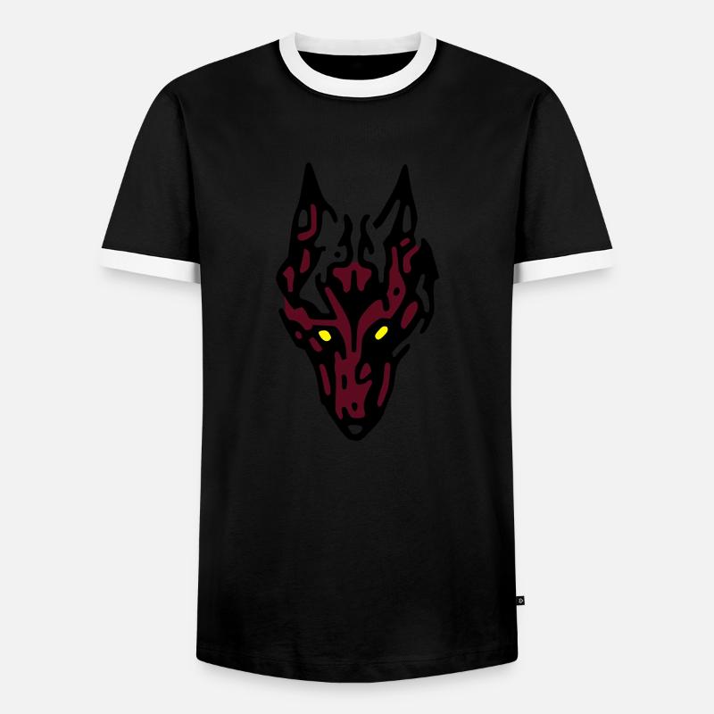 Wolf - Männer Kontrast-T-Shirt - Schwarz/Weiß