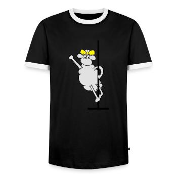 pôle moutons - T-shirt contrasté Homme - noir/blanc - Devant - AI Model Female 172 light (172cm) & AI Model Male 178 light (178cm)