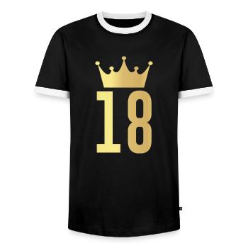 18. Geburtstag Geschenk Krone Gold Achtzehn - Männer Kontrast-T-Shirt - Schwarz/Weiß - Vorne - AI Model Female 172 light (172cm) & AI Model Male 178 light (178cm)