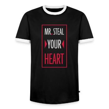 Monsieur vole votre cœur - T-shirt contrasté Homme - noir/blanc - Devant - AI Model Female 172 light (172cm) & AI Model Male 178 light (178cm)