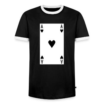 Ace Heart - Picture - Men's Ringer Shirt - black/white - Front - AI Model Female 172 light (172cm) & AI Model Male 178 light (178cm)