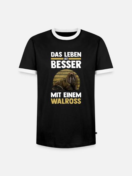 Walross - Männer Kontrast-T-Shirt - Schwarz/Weiß