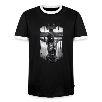 jesus bibel christliche religion christliches kreuz christlich - Männer Kontrast-T-Shirt - Schwarz/Weiß - Vorne - AI Model Female 172 light (172cm) & AI Model Male 178 light (178cm)