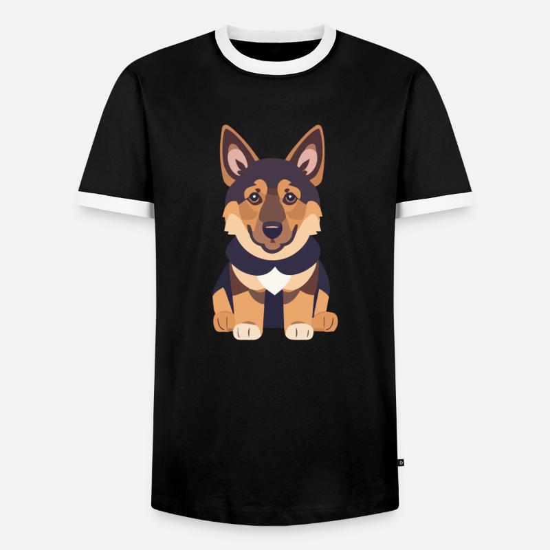 Schäferhund Welpe Sitzend - Männer Kontrast-T-Shirt - Schwarz/Weiß