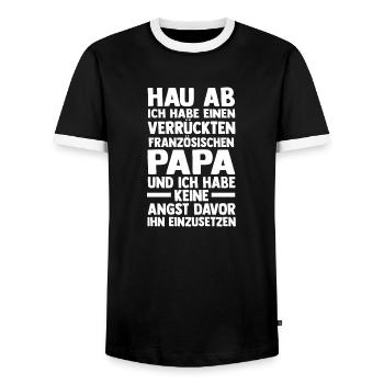 French dad dad dad - Men's Ringer Shirt - black/white - Front - AI Model Female 172 light (172cm) & AI Model Male 178 light (178cm)