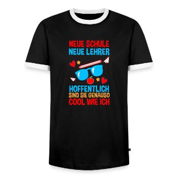 Daycare Leavers Back to School School Child Enrollment - Men's Ringer Shirt - black/white - Front - AI Model Female 172 light (172cm) & AI Model Male 178 light (178cm)