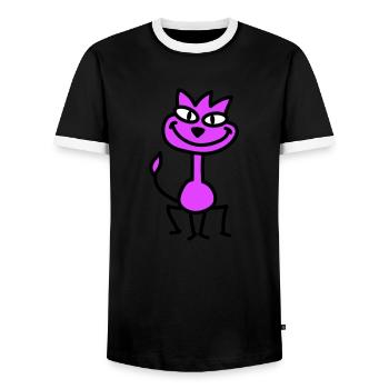 Pretty Cat Looking Happy Cheerful Smiling - Men's Ringer Shirt - black/white - Front - AI Model Female 172 light (172cm) & AI Model Male 178 light (178cm)
