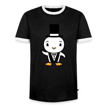 Bird Husband Top Hat Suit Wedding Rich - Men's Ringer Shirt - black/white - Front - AI Model Female 172 light (172cm) & AI Model Male 178 light (178cm)