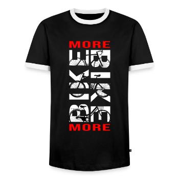 Bicycle Bike Road Bike Bicycle chain "bike more" - Men's Ringer Shirt - black/white - Front - AI Model Female 172 light (172cm) & AI Model Male 178 light (178cm)