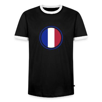 France Français Française French Frankreich - T-shirt contrasté Homme - noir/blanc - Devant - AI Model Female 172 light (172cm) & AI Model Male 178 light (178cm)