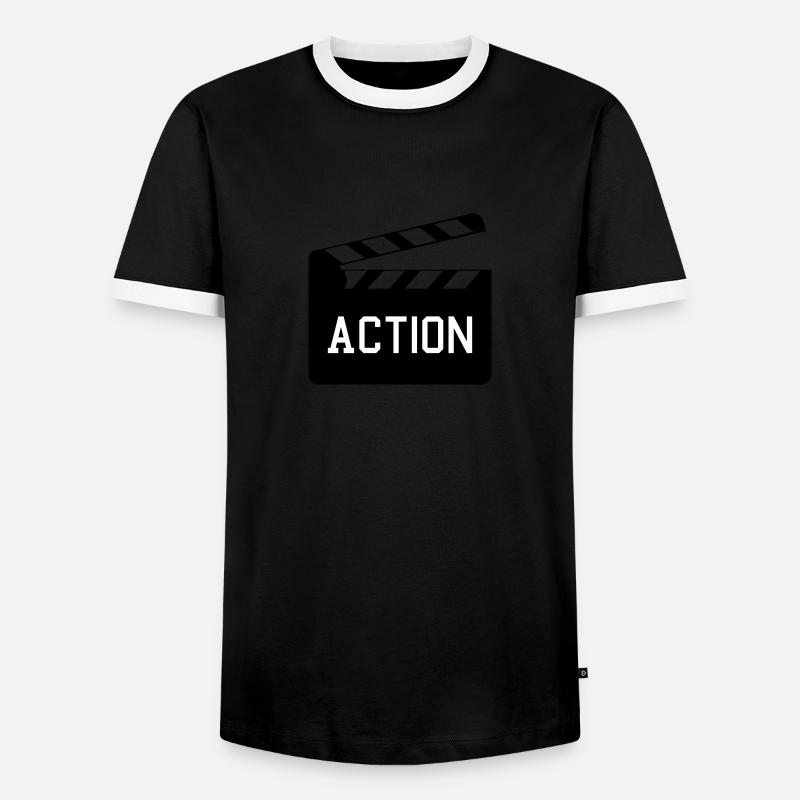 Action - Männer Kontrast-T-Shirt - Schwarz/Weiß
