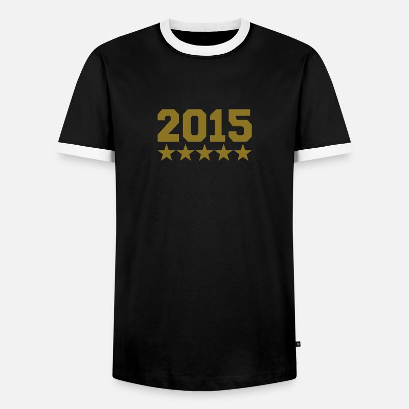 2015 - Männer Kontrast-T-Shirt - Schwarz/Weiß