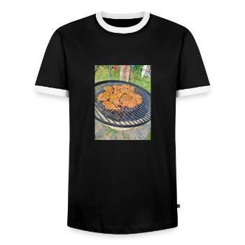 Schwenker - Männer Kontrast-T-Shirt - Schwarz/Weiß - Vorne - AI Model Female 172 light (172cm) & AI Model Male 178 light (178cm)