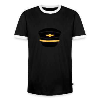 Pilot - Men's Ringer Shirt - black/white - Front - AI Model Female 172 light (172cm) & AI Model Male 178 light (178cm)