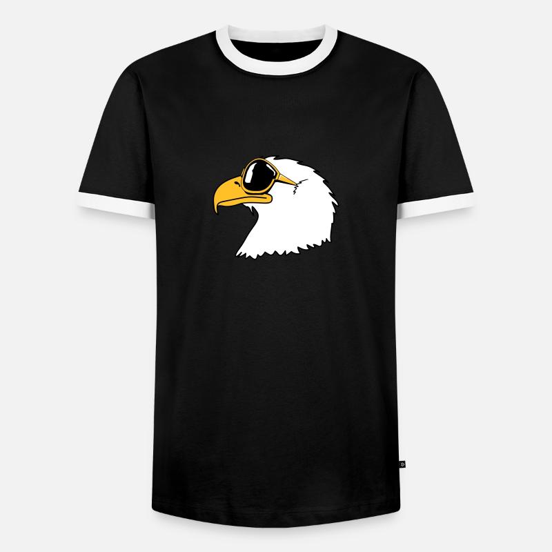 Eagle sunglasses cool bird funny - Men's Ringer Shirt - black/white