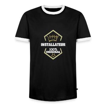 Plumber as work - Men's Ringer Shirt - black/white - Front - AI Model Female 172 light (172cm) & AI Model Male 178 light (178cm)