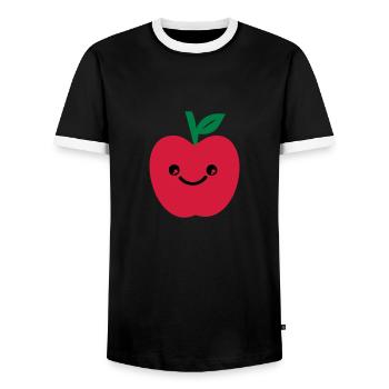apfel smile - Männer Kontrast-T-Shirt - Schwarz/Weiß - Vorne - AI Model Female 172 light (172cm) & AI Model Male 178 light (178cm)