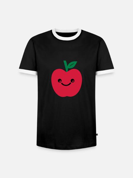 apple smile - Men's Ringer Shirt - black/white