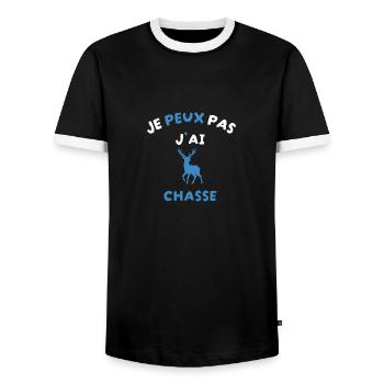 je peux pas j'ai chasse - T-shirt contrasté Homme - noir/blanc - Devant - AI Model Female 172 light (172cm) & AI Model Male 178 light (178cm)