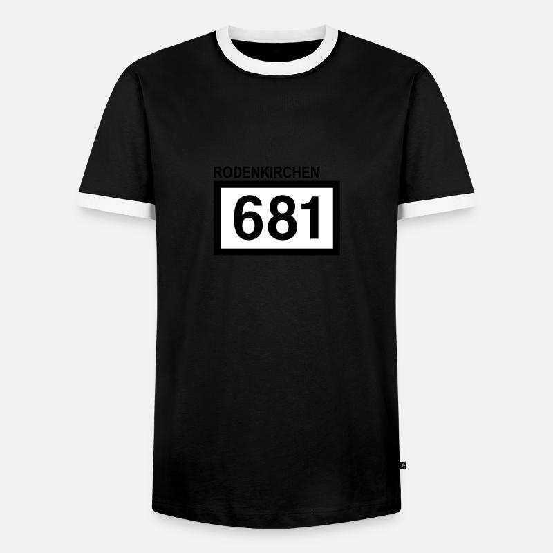 Rheinkilometer Rodenkirchen - Männer Kontrast-T-Shirt - Schwarz/Weiß