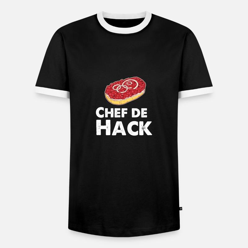 Chef de Hack Mett Mettbrötchen - Männer Kontrast-T-Shirt - Schwarz/Weiß