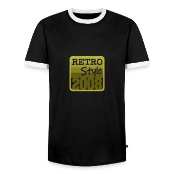 2008 - Männer Kontrast-T-Shirt - Schwarz/Weiß - Vorne - AI Model Female 172 light (172cm) & AI Model Male 178 light (178cm)