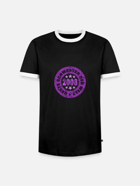 Jahr 2008 - Männer Kontrast-T-Shirt - Schwarz/Weiß