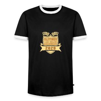 Geschenkidee 2029 - Männer Kontrast-T-Shirt - Schwarz/Weiß - Vorne - AI Model Female 172 light (172cm) & AI Model Male 178 light (178cm)