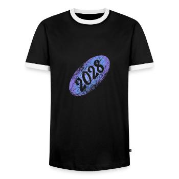 Recruit 2028 - Men's Ringer Shirt - black/white - Front - AI Model Female 172 light (172cm) & AI Model Male 178 light (178cm)