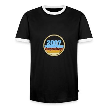 2007 - Men's Ringer Shirt - black/white - Front - AI Model Female 172 light (172cm) & AI Model Male 178 light (178cm)