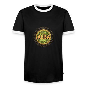 Gift for Alisa - Men's Ringer Shirt - black/white - Front - AI Model Female 172 light (172cm) & AI Model Male 178 light (178cm)