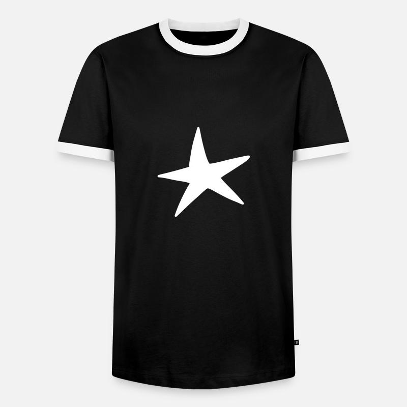 Star pattern icon - Men's Ringer Shirt - black/white