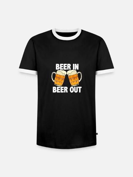 Beer In Beer Out - Männer Kontrast-T-Shirt - Schwarz/Weiß
