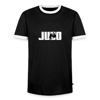 Judo Judoka - Men's Ringer Shirt - black/white - Front - AI Model Female 172 light (172cm) & AI Model Male 178 light (178cm)