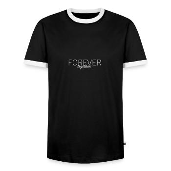 FOREVER together - Men's Ringer Shirt - black/white - Front - AI Model Female 172 light (172cm) & AI Model Male 178 light (178cm)