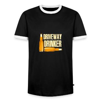 Driveway Drinker - Männer Kontrast-T-Shirt - Schwarz/Weiß - Vorne - AI Model Female 172 light (172cm) & AI Model Male 178 light (178cm)