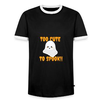Too Cute to Spook–Lustiges Halloween Geist Desig - Männer Kontrast-T-Shirt - Schwarz/Weiß - Vorne - AI Model Female 172 light (172cm) & AI Model Male 178 light (178cm)