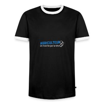Farmer Farmer - Men's Ringer Shirt - black/white - Front - AI Model Female 172 light (172cm) & AI Model Male 178 light (178cm)