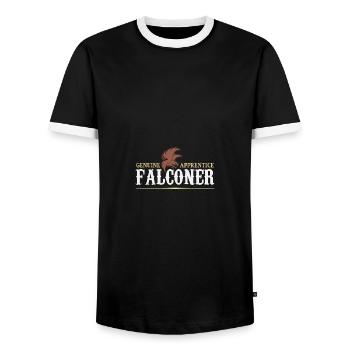 fauconnerie citation pub chasse - T-shirt contrasté Homme - noir/blanc - Devant - AI Model Female 172 light (172cm) & AI Model Male 178 light (178cm)