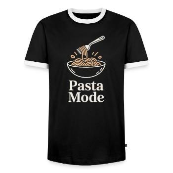 Pasta Fashion - Men's Ringer Shirt - black/white - Front - AI Model Female 172 light (172cm) & AI Model Male 178 light (178cm)