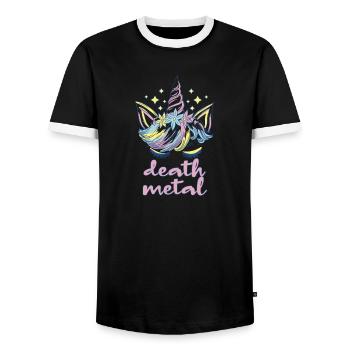 Lustig Death Metal Einhorn Metalhead - Männer Kontrast-T-Shirt - Schwarz/Weiß - Vorne - AI Model Female 172 light (172cm) & AI Model Male 178 light (178cm)